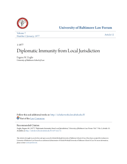 Diplomatic Immunity from Local Jurisdiction