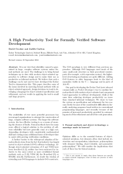 A High Productivity Tool for Formally Verified Software Development