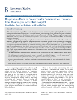 Hospitals as Hubs to Create Health Communities