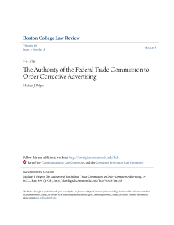 The Authority of the Federal Trade Commission to Order Corrective