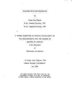 Sum-free sets and sequences / by Cengiz Altay &Ouml;zgener. --