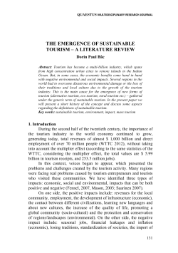 the emergence of sustainable tourism – a literature review