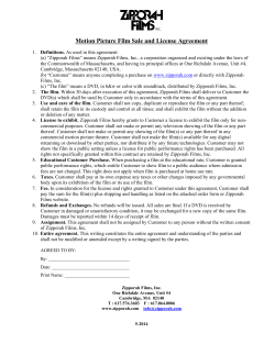 Sales Agreement - Zipporah Films