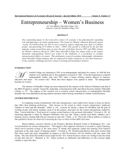 Entrepreneurship &ndash; Women`s Business