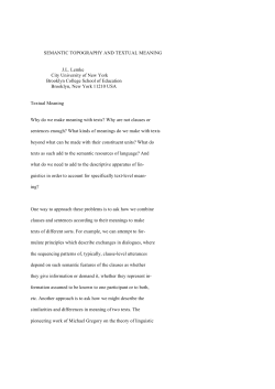SEMANTIC TOPOGRAPHY AND TEXTUAL MEANING J.L. Lemke