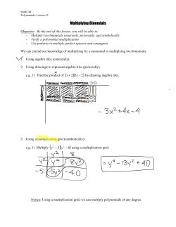 Polynomials 3 - Multiply Binomials