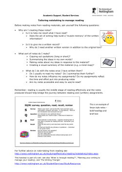 Tailoring notetaking to manage reading