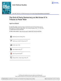 The End of Party Democracy as We Know It? A Tribute to Peter Mair