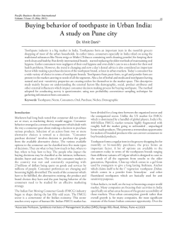 Buying behavior of toothpaste in Urban India