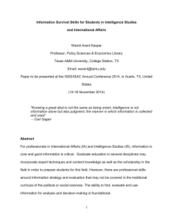 Information Survival Skills for Students in Intelligence Studies and