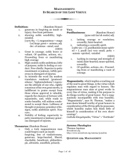 MAGNANIMITY: IN SEARCH OF THE LOST VIRTUE Definition