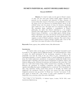 HUME`S INDIVIDUAL: AGENT OR BILLIARD BALL?
