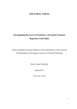 DOCTORAL THESIS Investigating Recovery in Psychosis: A