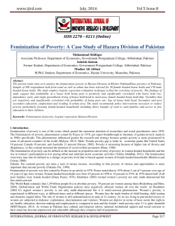 Feminization of Poverty: A Case Stud Poverty: A Case Study of