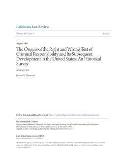 The Origins of the Right and Wrong Test of Criminal Responsibility