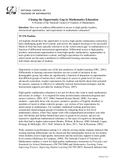 Closing the Opportunity Gap position statement