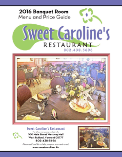 2016 Banquet Room Menu and Price Guide