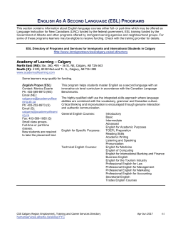 English as a Second Language (ESL) Programs