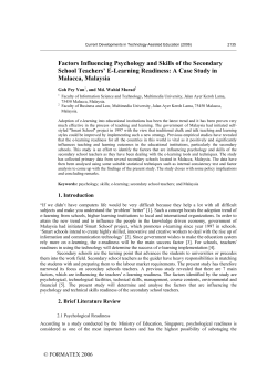 Factors Influencing Psychology and Skills of the Secondary School