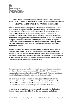CHEMICAL WEAPONS CONVENTION GUIDANCE NOTES: FOR