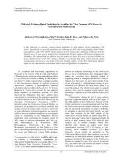 Evidence-Based Guidelines for Avoiding the Most Common APA