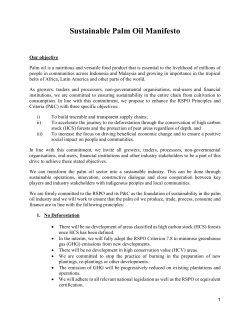 Sustainable Palm Oil Manifesto