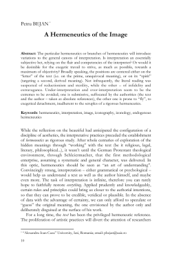 A Hermeneutics of the Image