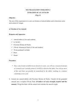 NEUTRALIZATION TITRATION-2 TITRATION OF AN ANTACID (Exp