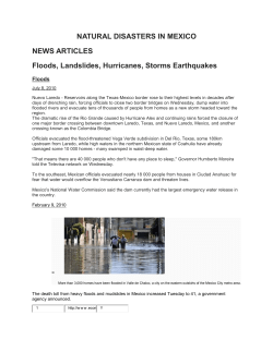 NATURAL DISASTERS IN MEXICO NEWS ARTICLES Floods
