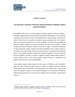 Electricity Regional Initiative - Commission for Energy Regulation