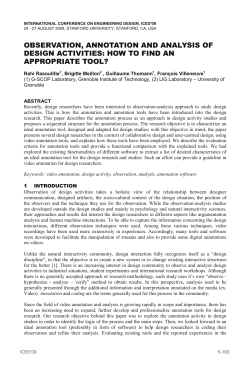 OBSERVATION, ANNOTATION AND ANALYSIS OF DESIGN