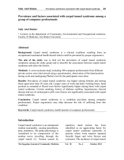 4) Prevalence and factors associated with carpal tunnel syndrome