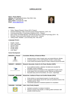 CURRICULUM VITAE Affiliations: &bull; Fellow, Respect Research