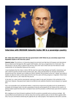 Interview with HR/EUSR Valentin Inzko: BH is a sovereign country