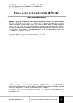 Sexual Desire as an Experience of Alterity1