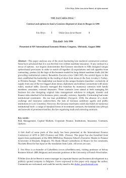 THE ZACCARIA DEAL * Contract and options to fund a Genoese