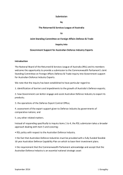 RSL Submission Australian Defence Industry Inquiry