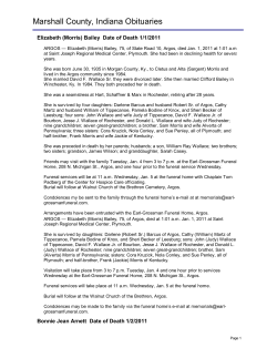 Marshall County, Indiana Obituaries