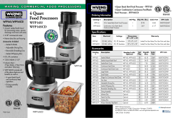 Waring LiquiLock 4 Quart Food Processor WFP16S Spec Sheet