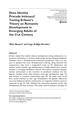 Does Identity Precede Intimacy? Testing Erikson`s