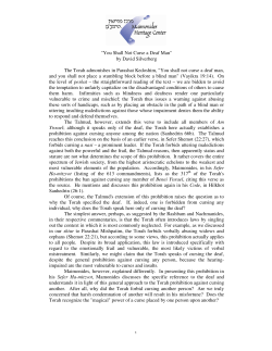 "You Shall Not Curse a Deaf Man" by David Silverberg The Torah