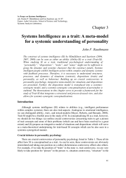 Systems Intelligence as a trait - Systems intelligence research group