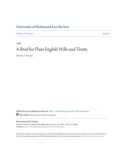 A Brief for Plain English Wills and Trusts