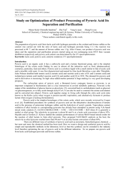 Study on Optimization of Product Processing of Pyruvic