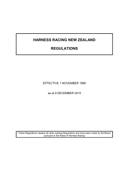 HARNESS RACING NEW ZEALAND REGULATIONS