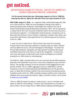 advantages named to the inc. 500 list of america`s fastest growing