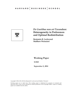 De Gustibus non est Taxandum: Heterogeneity in Preferences and