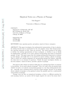 Skeptical Notes on a Physics of Passage