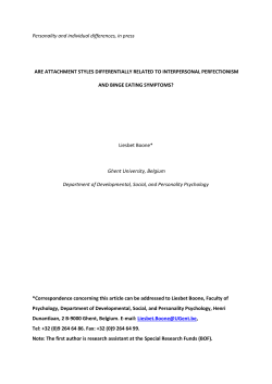 Personality and individual differences, in press ARE ATTACHMENT