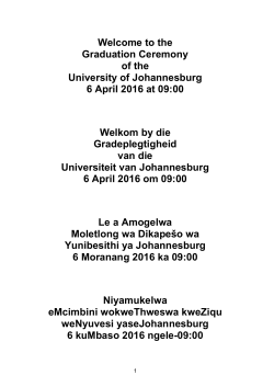 06 April 2016 - 09h00 - University of Johannesburg